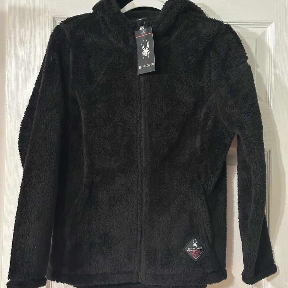 Spyder Women’s Nick Shaggy Sherpa Black Fleece Full Zip Jacket Sz Medium NWT